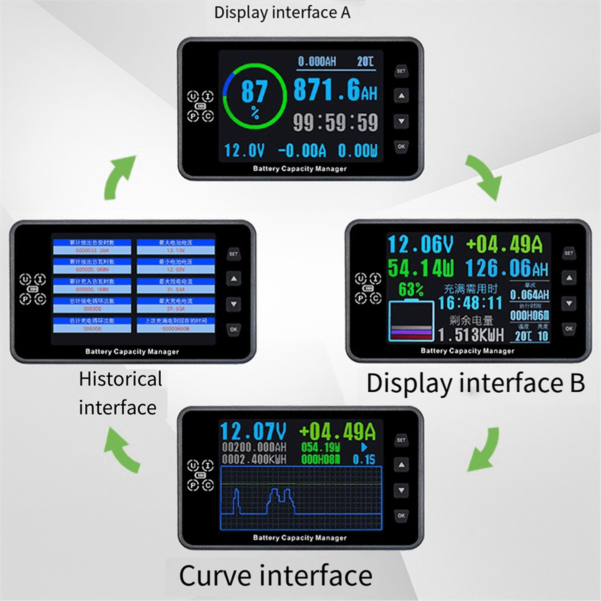 VA9910 3.5In 8-120V/0-300A Digital Voltmeter Ammeter Battery Capacity Indicator Hall Coulomb Meter Tester Power Detector,1x Monitor 1x Shunt 1x Wrench 1 Set x Connecting Cables,As Shown