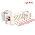 thumbnail image 2 of Harper & Bright Designs Twin Size Platform Bed with Bookshelf and Movable Wardrobe, Wood Storage Bed with Trundle Bed, Pink+White, 2 of 15