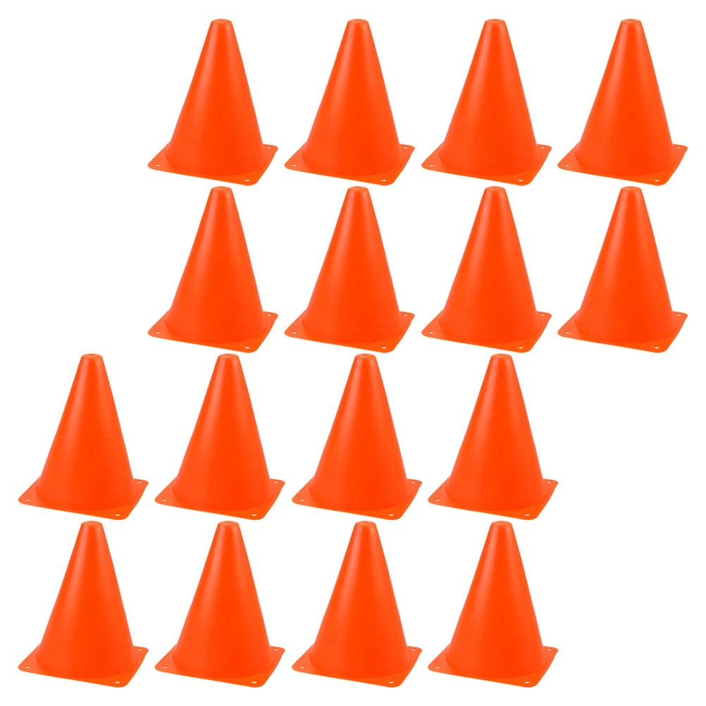 ETHZZLE 16Pcs Plastic Agility Cones Orange for Outdoor Sports Practice and Games