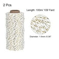 thumbnail image 2 of Twine Packing String Wrapping Cotton Twine 100M Gold Tone and White Rope for Gift Wrapping Twine, Pack of 2, 2 of 7