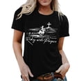 thumbnail image 3 of Trendfront Womens Summer Tops Western Riding with Purpose Graphic Tee Short Sleeve Crewneck Fashion T Shirts Casual Inspirational Shirts, 3 of 5