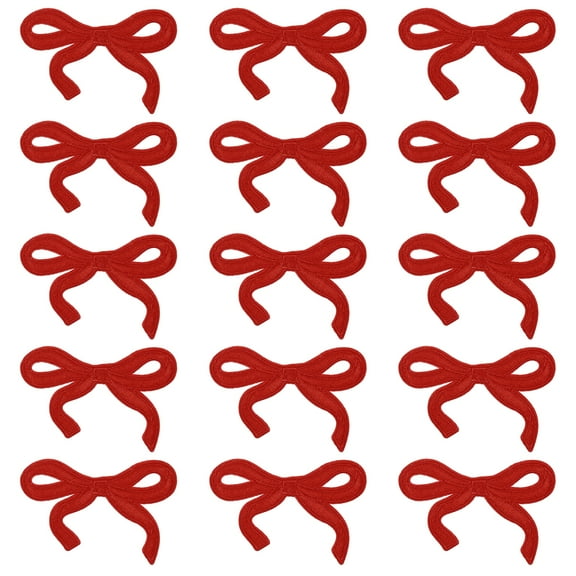 Uxcell 15Pcs Bow Iron on Patches Cute Bow Embroidered Patches Applique Sew on Patches for DIY Clothing Repairing Bag Hat Decoration,Red,3x2 Inch
