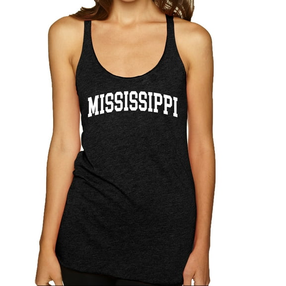 Wild Bobby State of Mississippi College Style Women Tri-Blend Racerback Tank Top