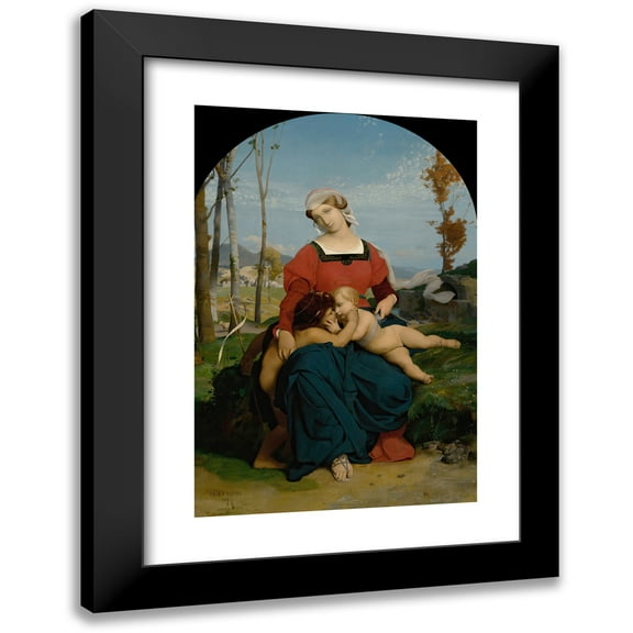 Jean-Léon Gérôme 11x14 Black Modern Framed Museum Art Print Titled - The Virgin, the Child Jesus and Saint John (1848)