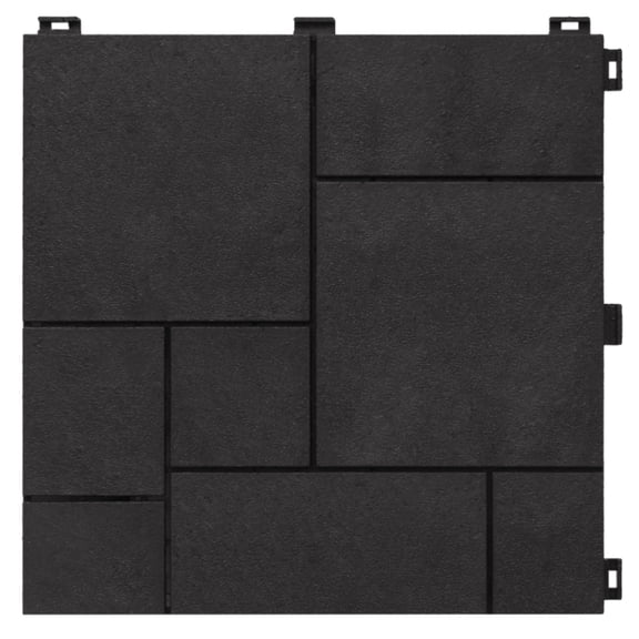 Tierra Verde 12x12 1/2" Slate Black Mosaic Deck & Balcony Outdoor Tiles, 24-pack