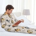 thumbnail image 4 of Mens Pajamas Set, Cute Dog Bone Puppy Button Down Long Sleeve Loungewear Sleepwear Pjs sets for Men, 4 of 5
