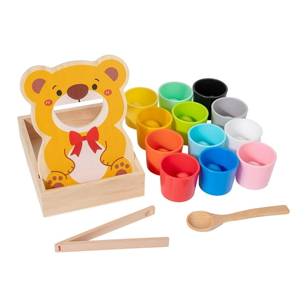 Bolas de arcoíris en vasos Juguete para niños pequeños Entrenamiento preescolar Pensamiento lógico temprano con 12 bolas