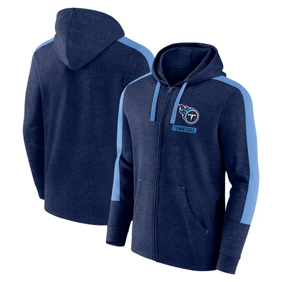 Men's-Fanatics  Heather Navy Tennessee Titans Gains Full-Zip Hoodie