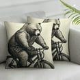 thumbnail image 2 of JEUXUS Bicycle Throw Pillow Cushion Cover, on a Bicycle Sketchy Illustration Monochrome Funny Animal, Decorative Square Accent Pillow Case, Charcoal Grey and White 2pc, 2 of 6