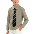 thumbnail image 1 of Odeerbi Camisa de Vestido Para Niños Con Corbata A Rayas Camisas de Uniforme Escolar de Manga Larga, 1 of 9