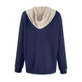 thumbnail image 6 of Clothing 2025 Sweatshirts for Women 2025 Sweatshirts Hoodies Knit Drawstring Hoodie Casual Button V Neck Tops Pullover Sweatshirt Womens Plus Size Sweatshirts Blue Xxxl, 6 of 7