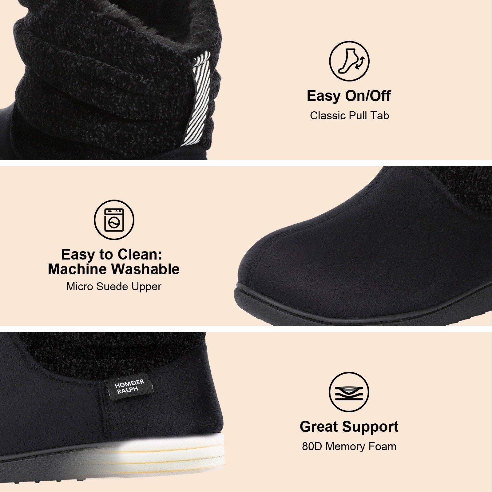 Homeier Ralph Women's Knit Bootie Slippers with Memory Foam photo 2