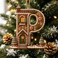 thumbnail image 2 of Christmas Letter Ornament, 3.15 x 1.97in Gingerbread House Initial Hanging Decoration, Acrylic A-Z Choice for Christmas Tree, Wreath, Stocking and Holiday Gift, 2 of 8