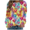 thumbnail image 3 of Uootdi Colorful Sweatshirts for Women Cute Love Heart Graphic Crewneck Long Sleeve Shirts Casual Fall Winter Spring Colorblock Pullover Tops Gift, 3 of 5
