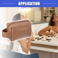 thumbnail image 2 of Vocoste Faux Leather Makeup Bag Make Up Organizer Bag Toiletry Bag Brown 7.09"x2.95"x4.92", 2 of 7