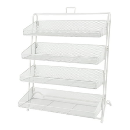 Toolven 4 Tiers White Retail Store Candy Display Rack Shelving Snack Storage Organizers