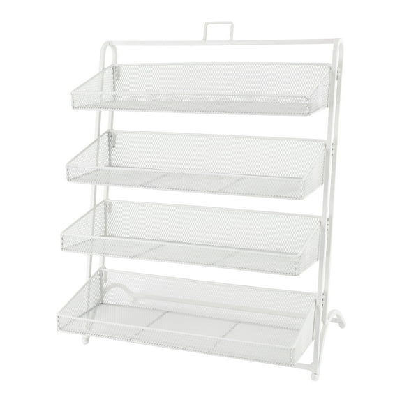 Toolven 4 Tiers White Retail Store Candy Display Rack Shelving Snack Storage Organizers