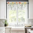 thumbnail image 5 of Spring Floral Kitchen Curtains and Valance Set, Summer Botanical Cafe Curtains Rod Pocket Windows Curtains for Living Room Bedroom Eucalyptus Leaves Valance and Tier Curtains 24 Inch Length, 5 of 6