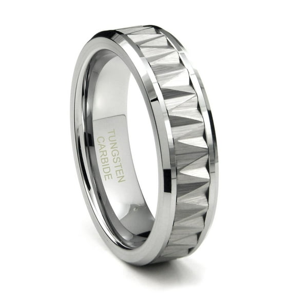 Andrea Jewelers Tungsten Carbide ZigZag Pattern Wedding Band Ring Sz 9.0