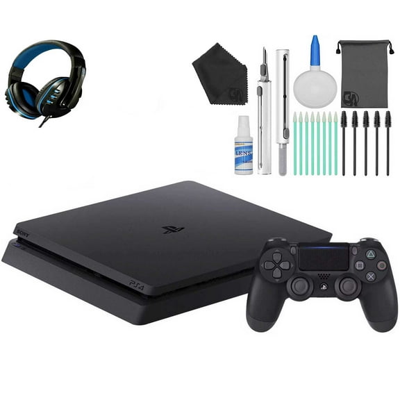 Pre-Owned Sony 2215B PlayStation 4 Slim 1TB Gaming Console Black, Headset With Cleaning Kit