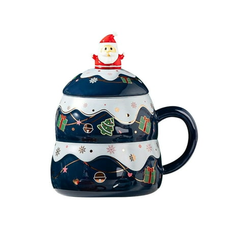 

Christmas Santa Snowman ChristmasTree Ceramic Cup With Lid Spoon Large Capacity Mug Cartoon Santa Gift Water Cup To Give People The Christmas Gift 2024 Clearance