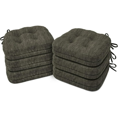 

Kitchen Chair Cushions Set of 6 Dual-Layer Memory Foam Dining Chair Cushions Patented Design Seat Pads with Ties 16.5 x 16.5 x 3.5in 6 Pack Brown