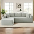 thumbnail image 2 of Muumblus Modular Sectional Sofa, Oversized L-Shape Cloud Couch, Modern Corduroy Sleeper Couches for Living Room, No Assembly Required, Light Grey (Left Facing Chaise), 2 of 11