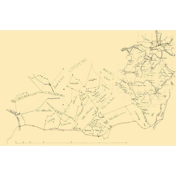 Historic City Map - Roanoke Virginia - 1880 - Vintage Wall Art