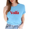 thumbnail image 1 of TSADFHJI Hauts Mignons pour Femmes Manches Longues T-Shirt Décontracté Mode Imprimé Lettre Col Rond Manches Courtes TTG Bleu Ciel, 1 of 4