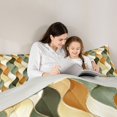 thumbnail image 5 of jejeloiu Green Beige Wave Pattern Queen Comforter Set Kids,Abstract Geometric Lines Bedding Comforter Set,Reversible,3pcs, 5 of 8