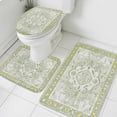 thumbnail image 3 of Sage Green Bath Mat 3 Piece Bathroom Rug Set, Boho Retro Decorative Abstract Floral Ethnic Non Slip Bath Rug Contour Mat and Toilet Lid Cover, Absorbent Shower Mats Soft Bath Rugs and Mats Sets, 3 of 8