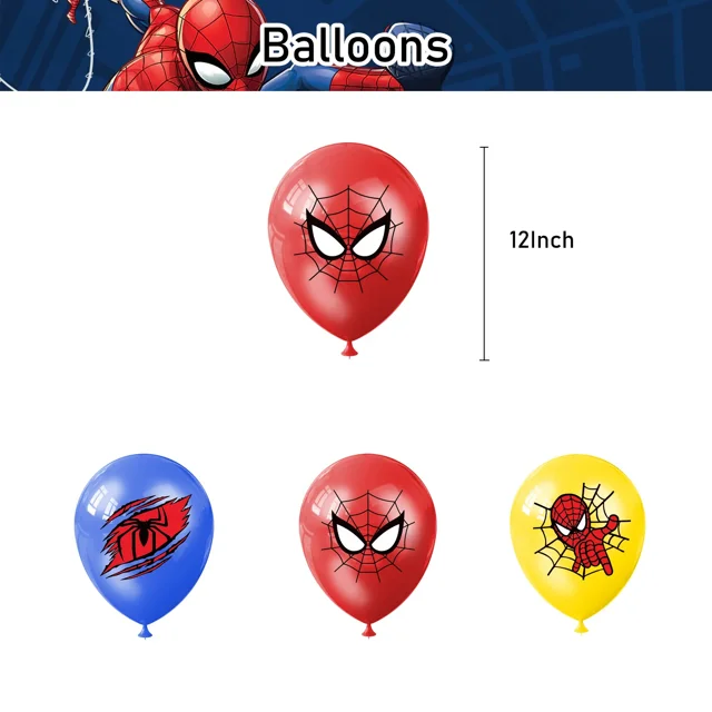 Serie SpiderMan, vajilla para fiesta de cumpleaños, pancarta desechable, adorno para tarta, bandera colgante, globos de Spiderman, decoración de cumpleaños
