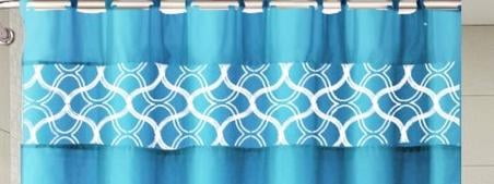 Bathroom Collection Geometric Home Decor Aqua Geometric 100% Polyester Shower Curtain & Liner Type 72 x 72 Inch 15 Count