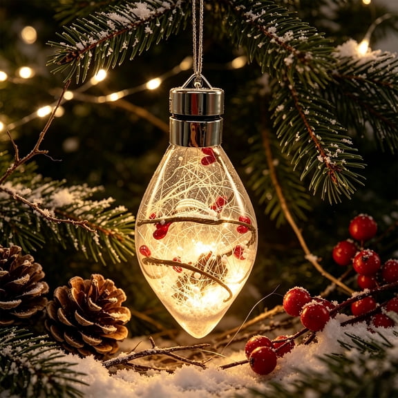 Trovenix Hanging Ornament Christmas Decorations with LED Lights for Indoor Outdoor Party Home Garden Table House Decor Holiday Tree Ornament