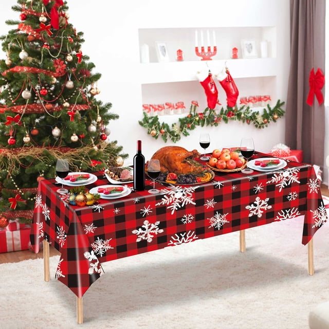 Disposable Tablecloth PVC Christmas Print Tablecloth Table Party Decor