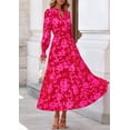 thumbnail image 2 of Vestido PRETTYGARDEN Floral Maxi Manga Larga Cuello en V Rojo M, 2 of 8