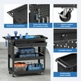 thumbnail image 4 of SOLAURA 3 Tier Rolling Tool Cart on Wheels with Lockable Drawers, 420 LBS Capacity Tool storage Cart with Pegboard and Hooks, Rolling Tool Box for Garage, Warehouse, Workshop and Factory(Black), 4 of 10
