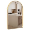 thumbnail image 2 of JIOABL 20"X30" Arched-Top Rectangular Wall-Mounted Mirror – Aluminum Frame, HD Tempered Glass, Perfect for Bathroom, Bedroom & Living Room, Gold, 2 of 9