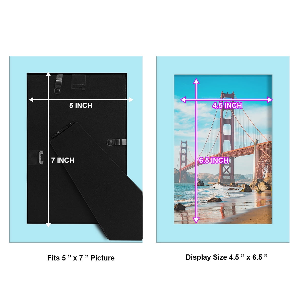 Modern 5 in. x 7 in. Light Blue Picture Frame (Set of 4)