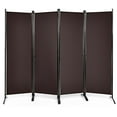 thumbnail image 1 of Costway 4-Panel 5.6ft Room Divider Folding Fabric Privacy Screen w/Steel Frame Brown, 1 of 10