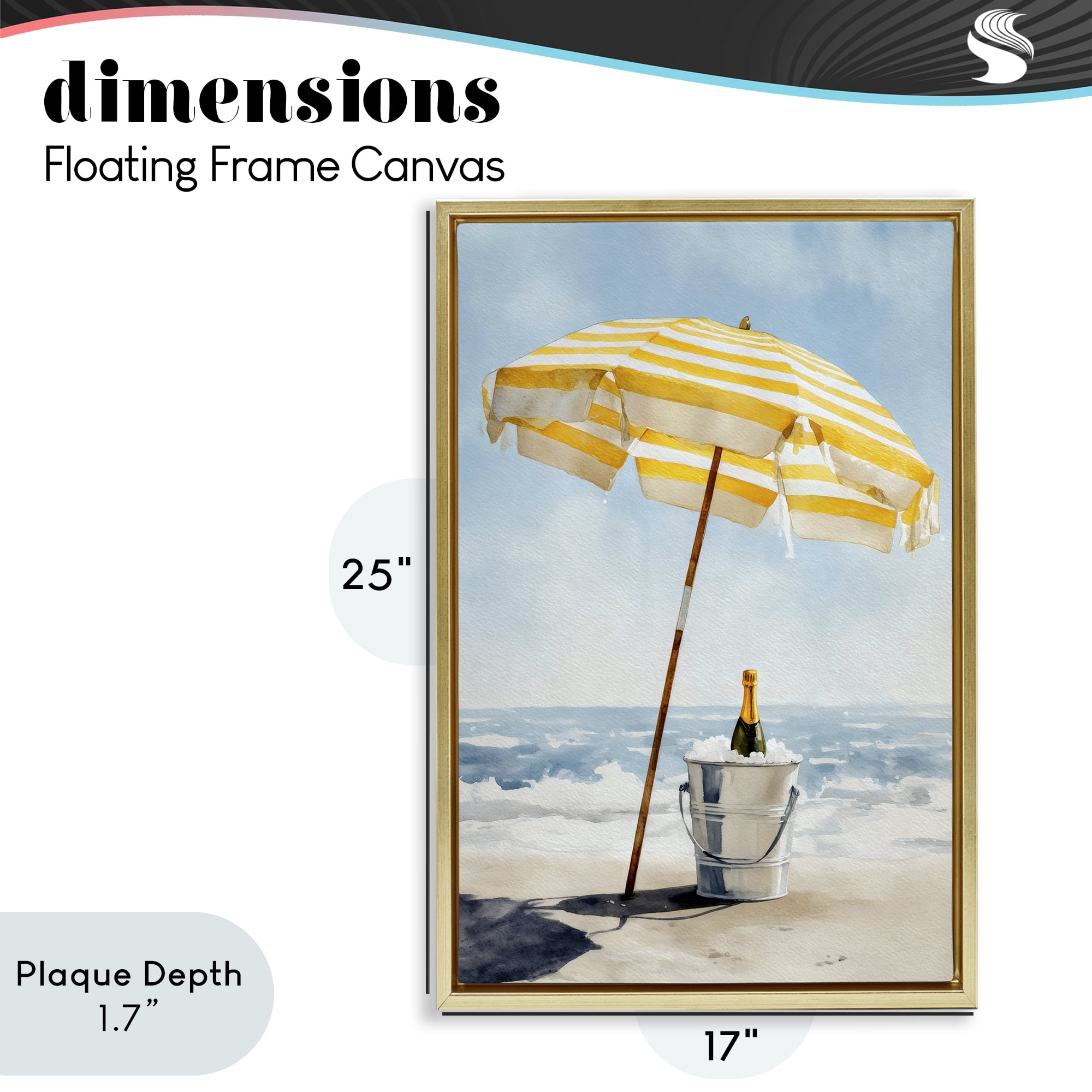 Stupell Industries Sunshine Celebration at Seaside Gold Framed Floater Canvas Wall Art, design by Petal Prints Design