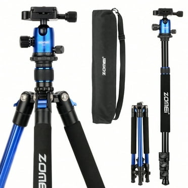 ZOMEI 64" Camera Tripod, Compact Mount 3-Section Aluminum Stand for Mirrorless/DSLR/Phone/Camcorder/Spotting Scopes/Binoculars