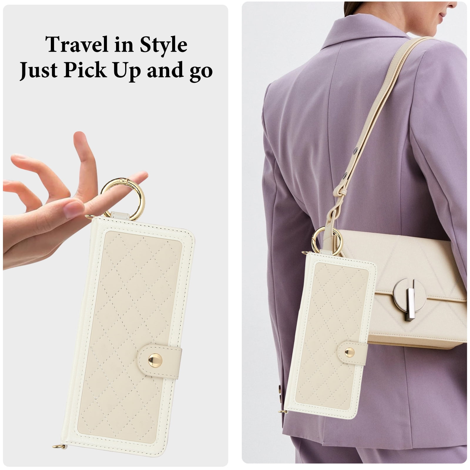 ★DESIGN SKIN★ Galaxy Z Fold 6 New Buckle Strap Case Street for Samsung Galaxy Z Fold 6 Crossbody Wallet Case, RFID