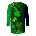 thumbnail image 4 of Yteetum 3/4 Length Sleeve Womens Tops Oversized Crewneck St Patricks Day Shamrocks Graphic Print T Shirt Womens Casual Plus Size Round Neck Loose Irish Festivities Three Quarter Sleeve Shirt, 4 of 6