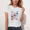 thumbnail image 6 of Freshbabe Kids Girls 4Th Of July Coquette Bows Print Short Sleeve Crew Neck T-Shirt, Red White Blue Bow Casual Summer Top For Independence Day，Size3-15, 6 of 6