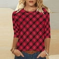 thumbnail image 4 of Zedker Tunic Tops for Women Plus Size 3/4 Sleeve Crew Neck Christmas Tree Printed Loose Blouses Red Plus L, 4 of 7