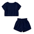 thumbnail image 6 of Hurxie Women 2 Piece Shorts Set Casual Summer Cruise Outfits Ribbed Loose Short Sleeve Pocket Matching Lounge Sets Navy,M, 6 of 6