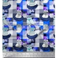 thumbnail image 1 of Soimoi Poly Georgette Fabric Check,Nest & Owl Cartoon Printed Fabric 1 Yard 42 Inch Wide, 1 of 1