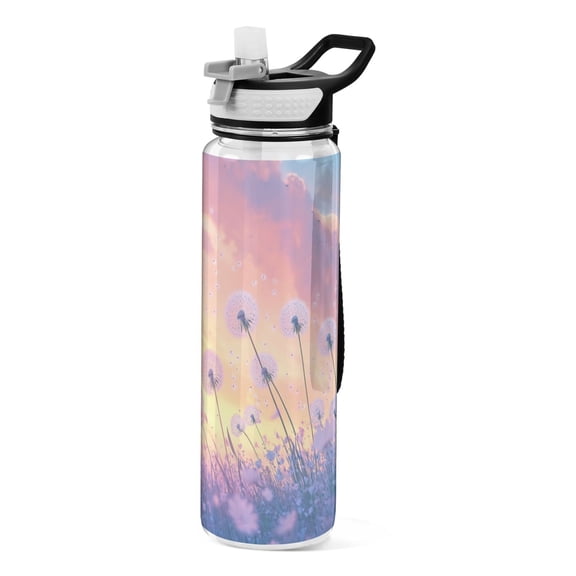 BZSMCE Sport Bottle Dandelions in Colorful Field Outdoor sports Water Bottle Size: 10.4x3in