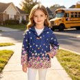 thumbnail image 5 of YUANxueke Girls Hoodie Windbreaker Printed Full Zip Jackets Casual Outdoor Fashion Windproof Jacket with Pockets,Blue,3-4 Years, 5 of 8